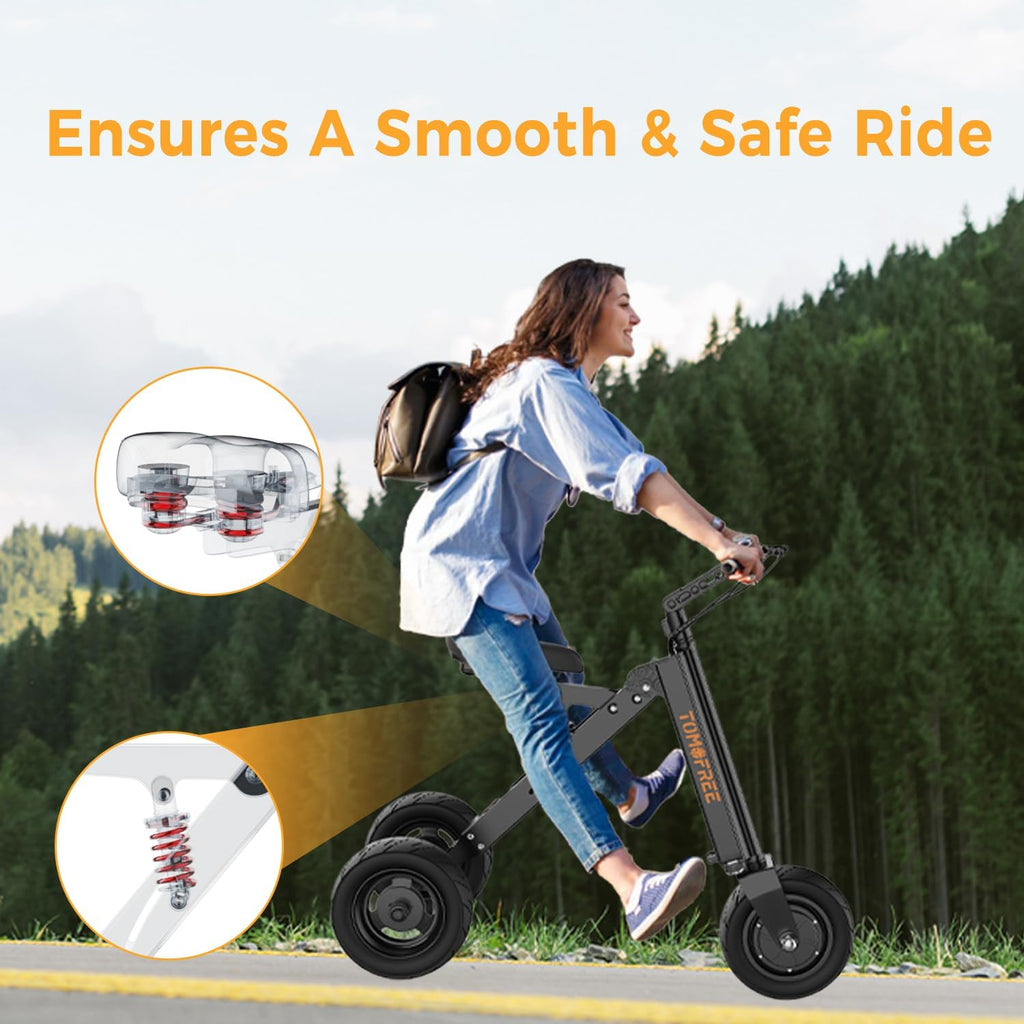 3-Wheel Electric Scooter with Seat, 42lbs Lightweight Foldable Mobility Scooter for Adults,Rear Suspension, 36V 7.5Ah Battery, Max 15mph/15miles Electric Tricycle, Daily Commutes for Seniors