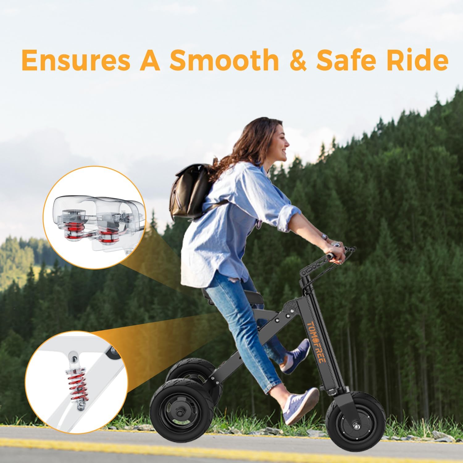 3-Wheel Electric Scooter with Seat, 42lbs Lightweight Foldable Mobility Scooter for Adults,Rear Suspension, 36V 7.5Ah Battery, Max 15mph/15miles Electric Tricycle, Daily Commutes for Seniors