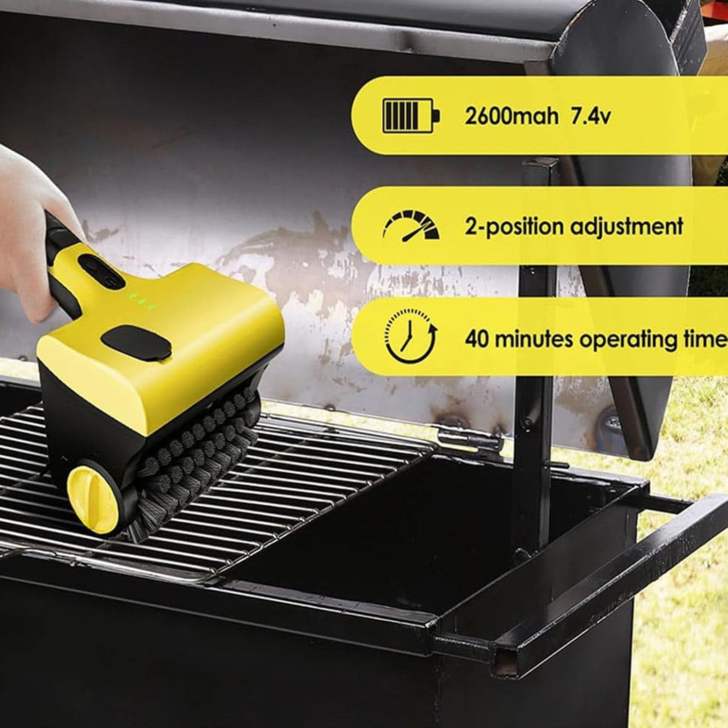 Cordless Electric Grill Cleaning Brush, 360° Rotating BBQ Cleaner with Rechargeable Battery & Replacement Bristles, Perfect for Grills, Kitchens & Bathrooms
