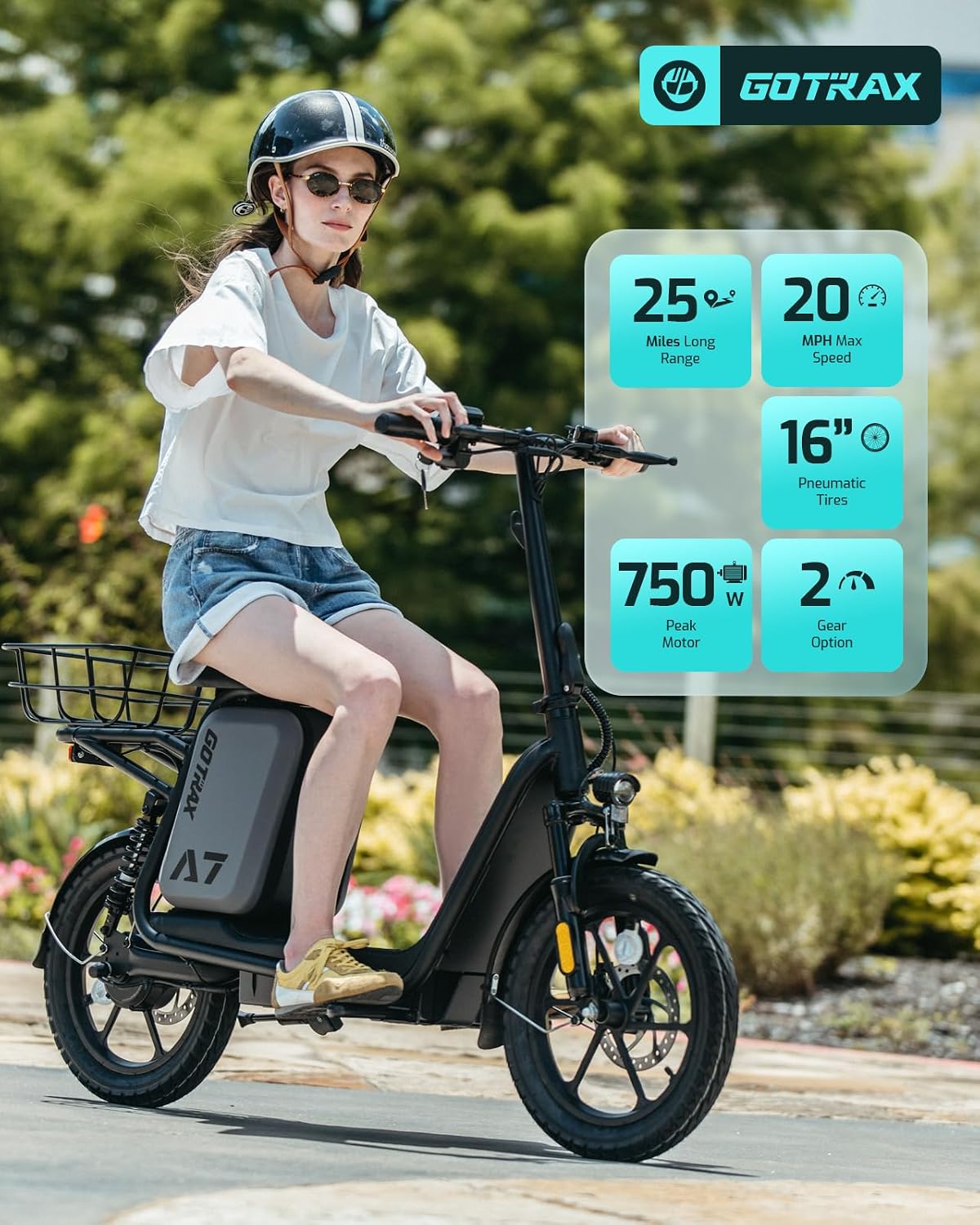 Gotrax Adult Electric Scooter with Seat, Max 19-25miles Range, 15.5-20mph Power by 350W-500W Motor, All-Terrain Tire & Wider Deck & Soft Cushioning Seat with Carry Basket
