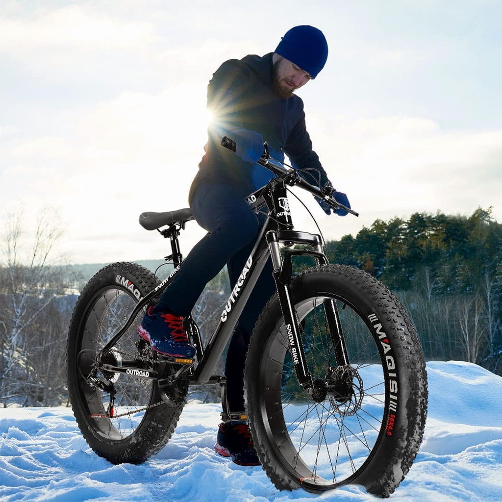 Betterland Outdoor 26 Inch Wheels Fat Tire Mountain Bike, 21-Speed Bicycle with Dual Front Suspension, High Carbon Steel Frame with Double Disc Brake and Anti-Slip Bicycle for Adults