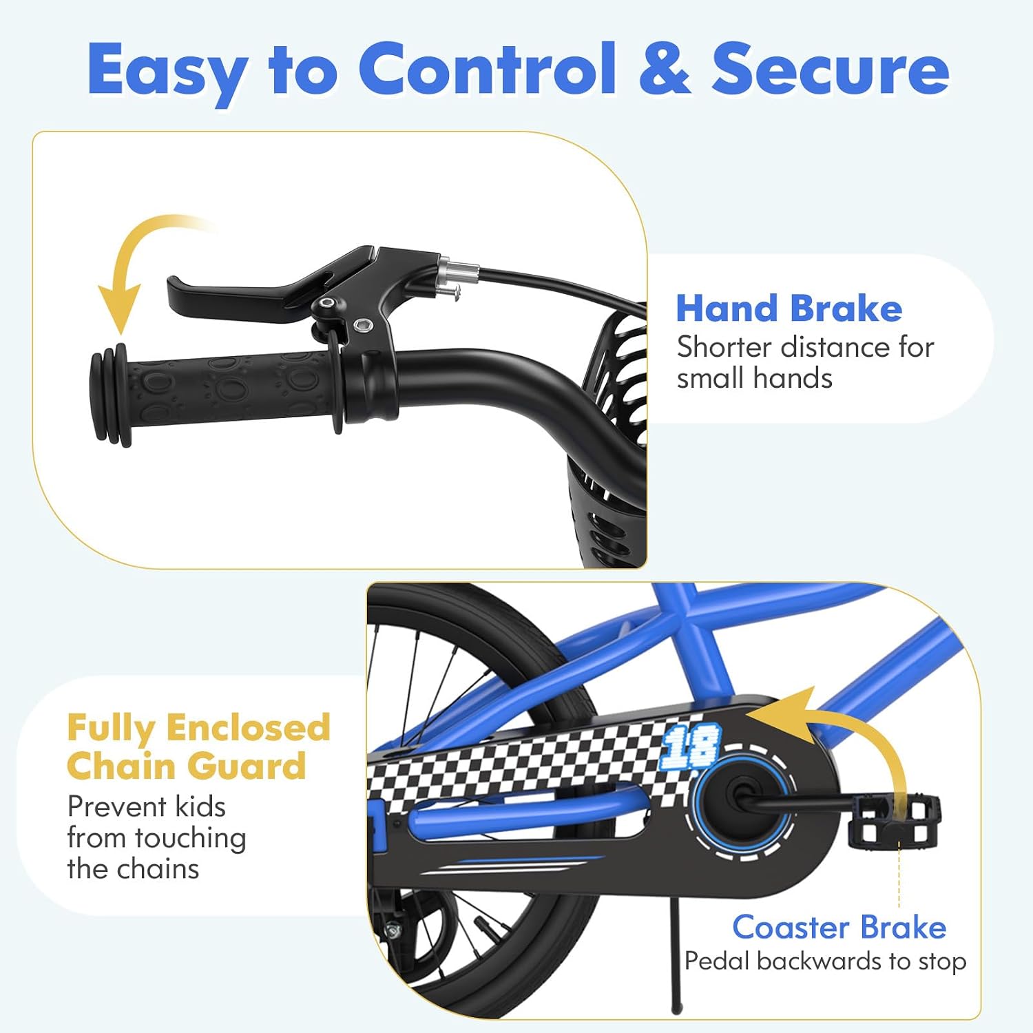COSTWAY Kids Bike, 12 14 16 18 20 Inch Toddler Bike for Boys & Girls Aged 3-8 Years Old, Kids Bicycle w/Removable Training Wheels, Handbrake & Coaster Brake, Basket, Bell