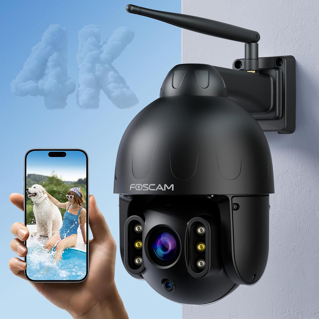 FOSCAM 4K/8MP Security Camera Outdoor, 4X Optical Zoom AI Human/Vehicle Detection,165FT Color Night Vision, 120dB Siren, IP66