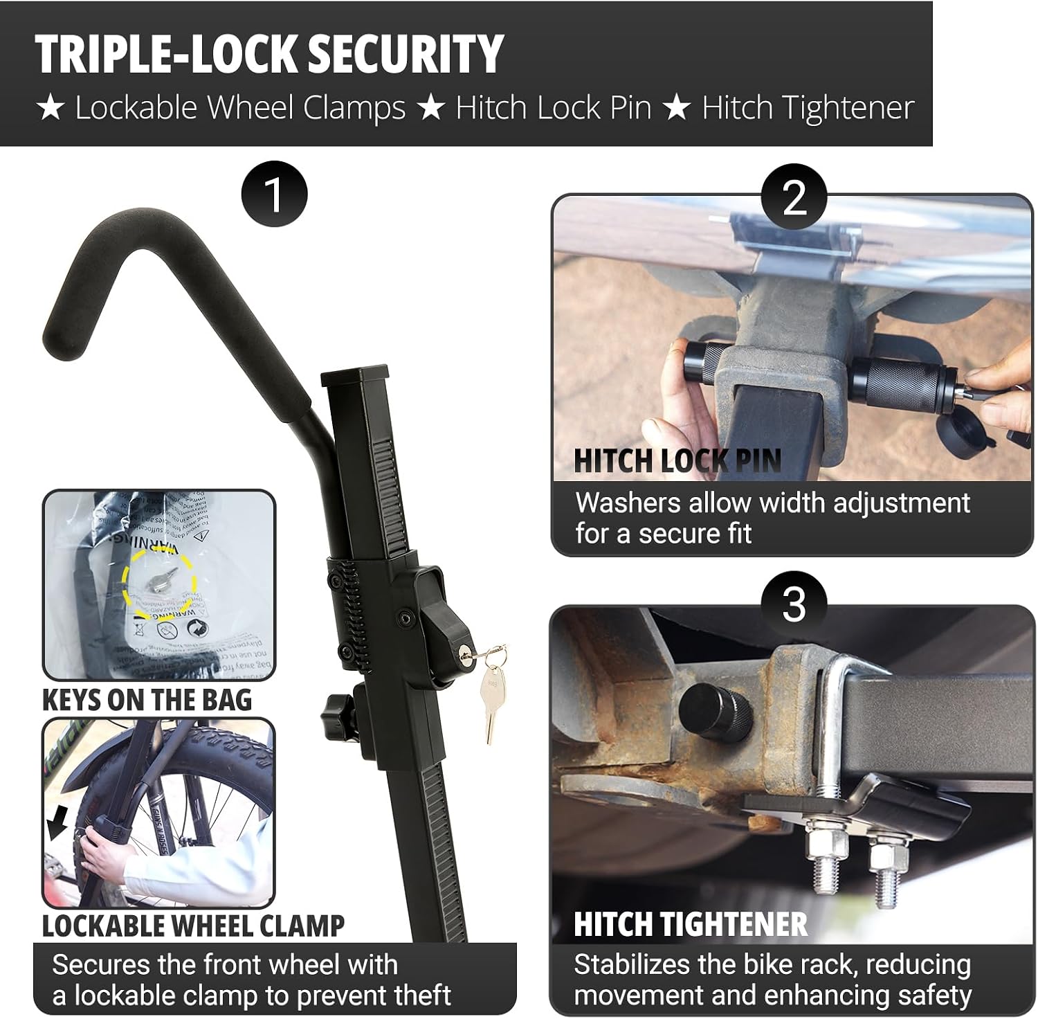 TrailV2 Plus Hitch 2 Ebike Rack with Ramp, Tilt, Fold, Anti-Theft Hitch & Wheel Locks, Heavy Duty 170 lbs Capacity, Fits 2' Receiver, Max 5' Fat Tires, Electric Bike Rack for Car, SUV, Truck, RV