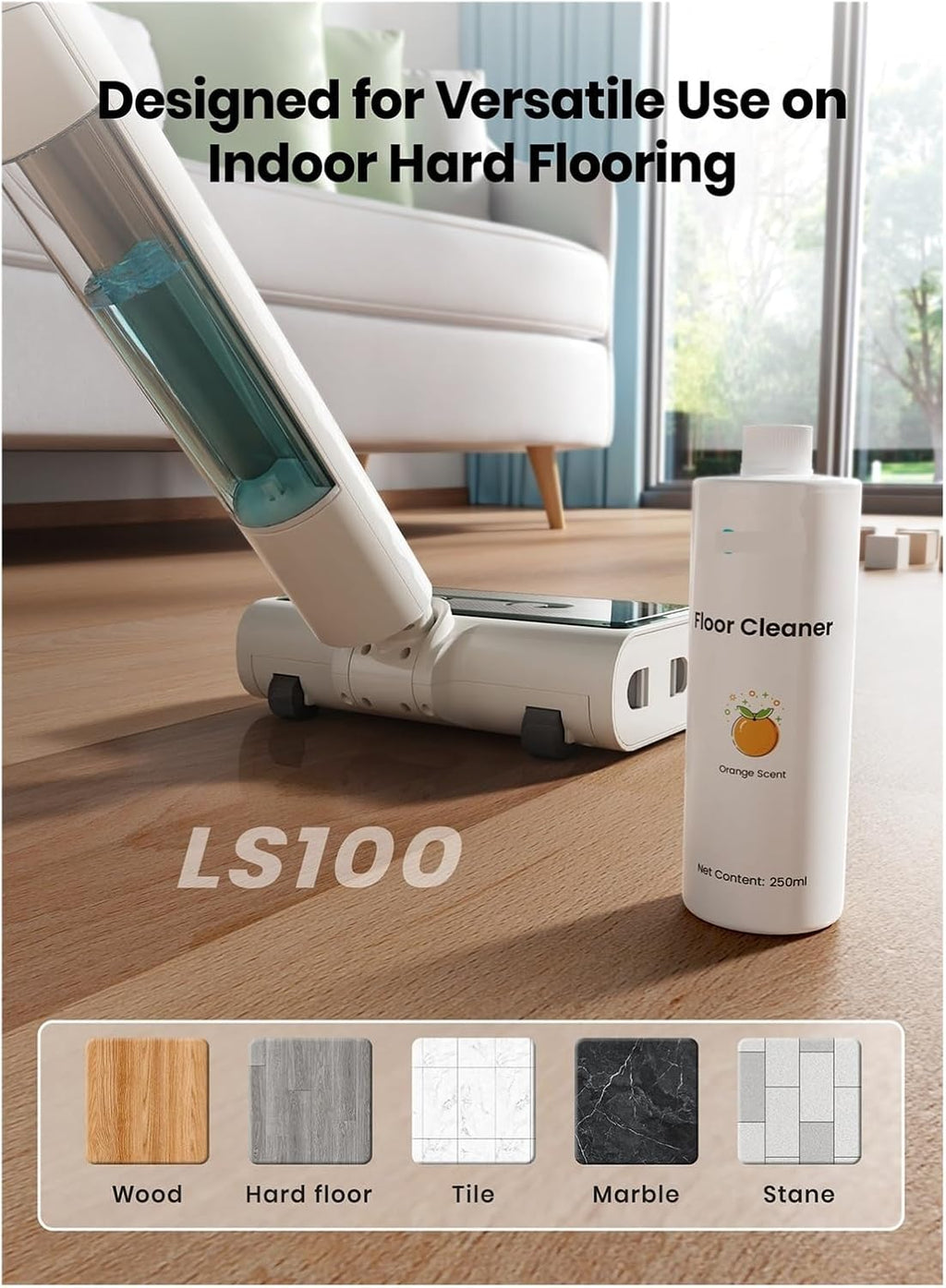 250ml Vacuum Cleaner Cleaning Solution, Compatible For Lefant ，M3 M3L LS100，Floor Cleaning Solution For Robotic Vacuum Cleaners(5pcs)
