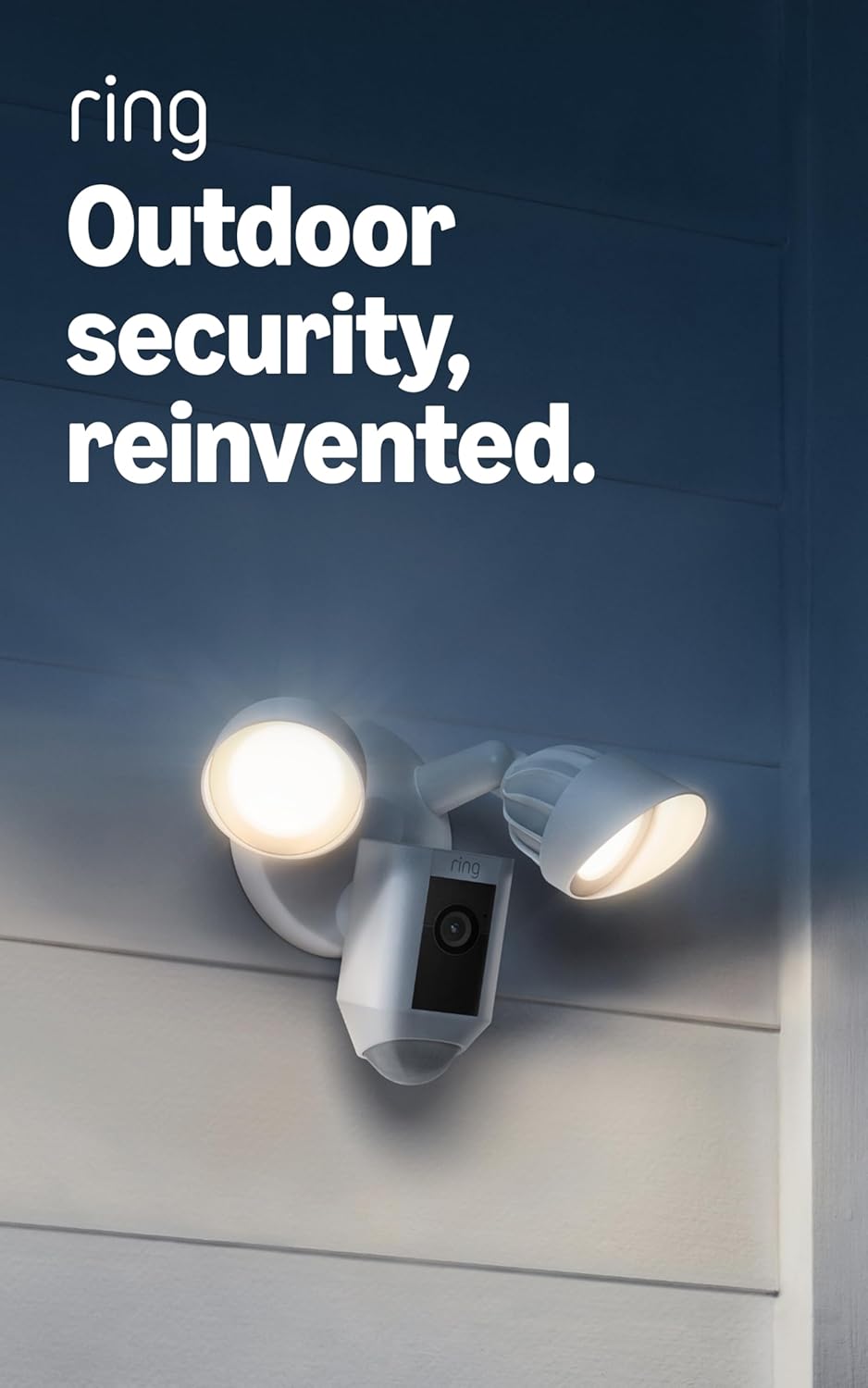 Ring Floodlight Cam Plus with Plug-In Mount - Plug-in power Outdoor Camera, 1080p Video, Live View with Color Night Vision, Two-Way Talk, Siren, Motion detection and alerts, Works with Alexa | White