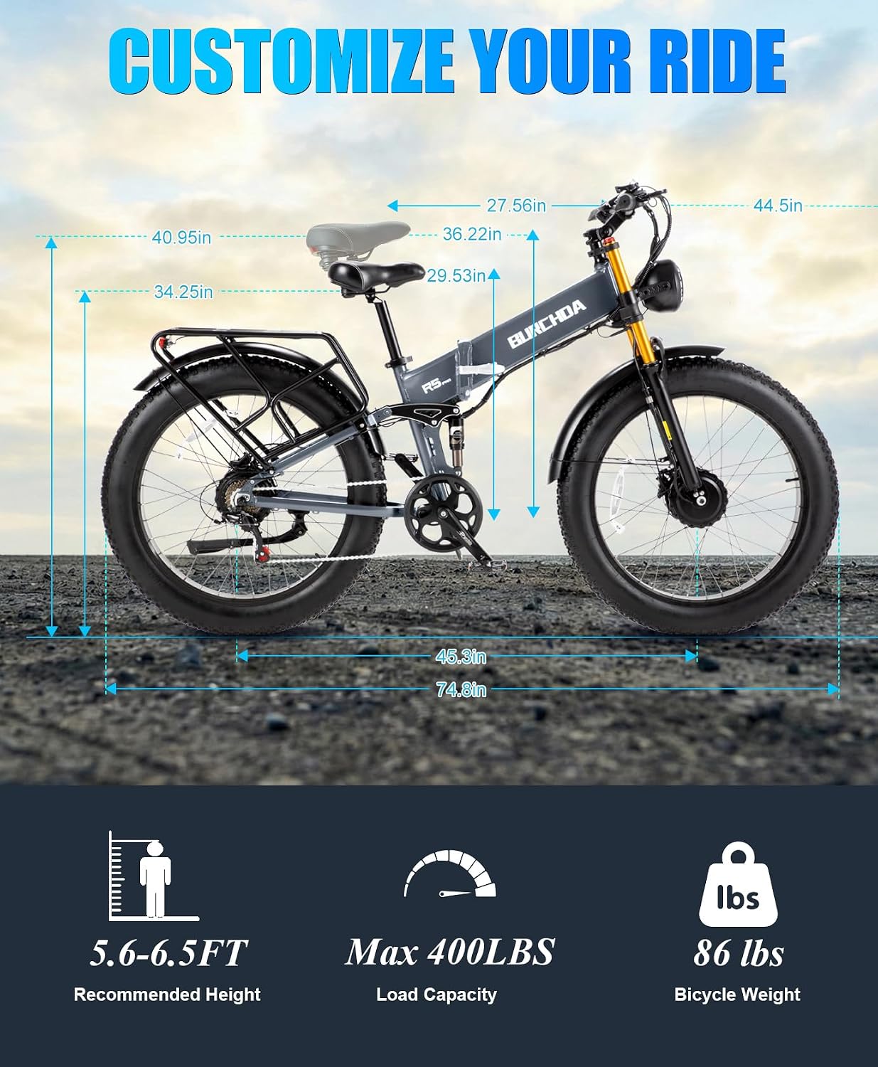 2026 Dual Motor Electric Bike for Adults AWD 5000W/3000W Peak 40 MPH/30 MPH E Dirt Bike, 52V/48V Removable Battery 65/80/150 Miles Max Long Range with Full Suspension 26' Fat Tires Mountain Bike
