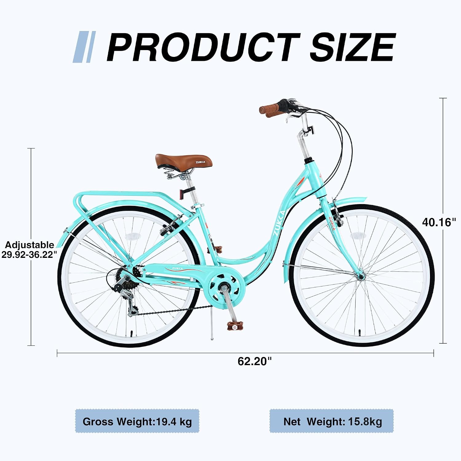 24/26 Inch Girls Cruiser Bike 24/26 Inch Beach Cruiser Bike for Women，City Hybrid Bike 7 Speeds Bicycle Commuter Bike for Women Men,High-Carbon Steel Frame，Multiple Colors