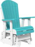 LuxCraft 2' Adirondack Glider Chair, Outdoor Patio Rocking Glider, Gliding Rocker for Outside (Aruba Blue & White)
