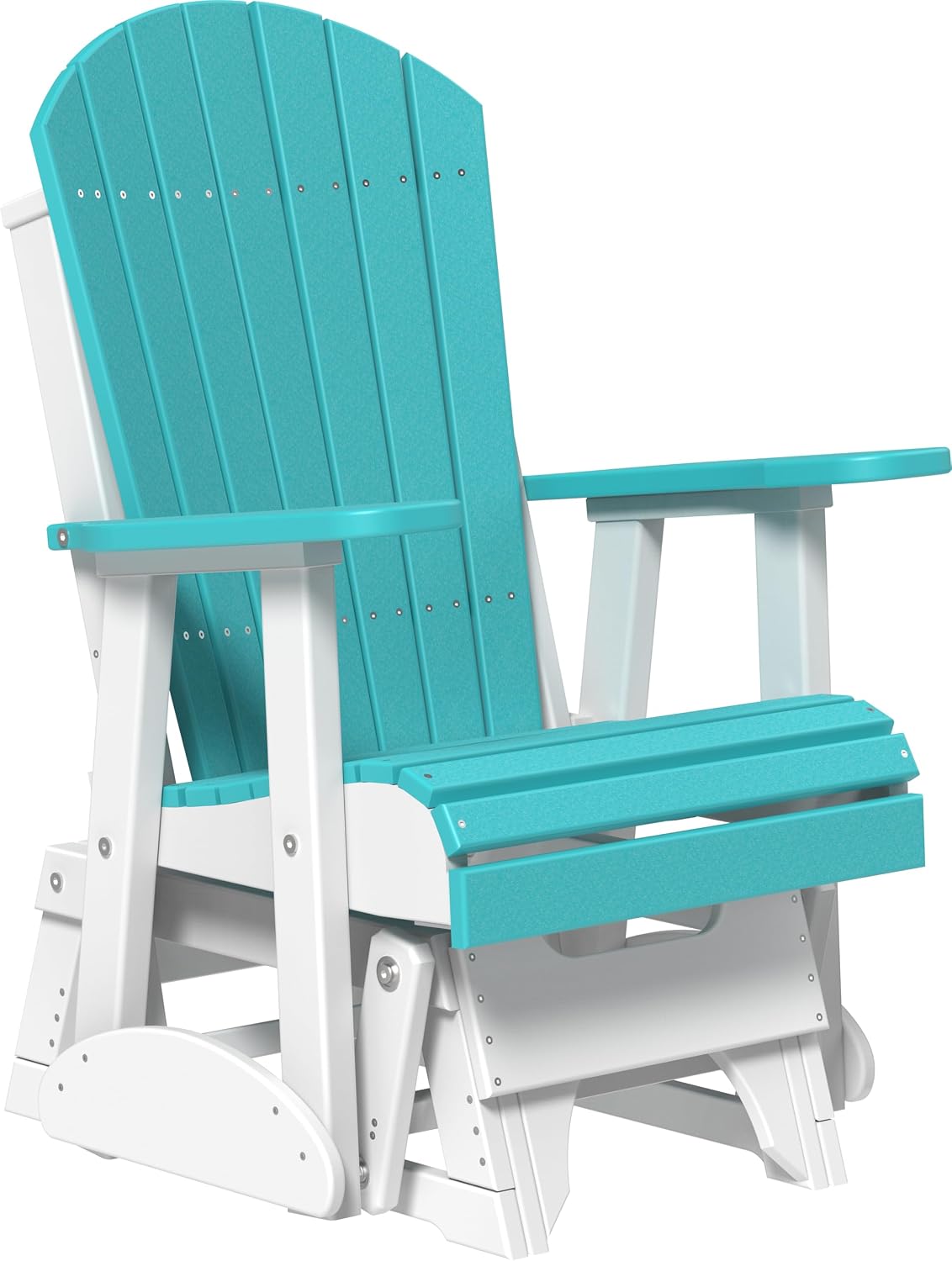 LuxCraft 2' Adirondack Glider Chair, Outdoor Patio Rocking Glider, Gliding Rocker for Outside (Aruba Blue & White)