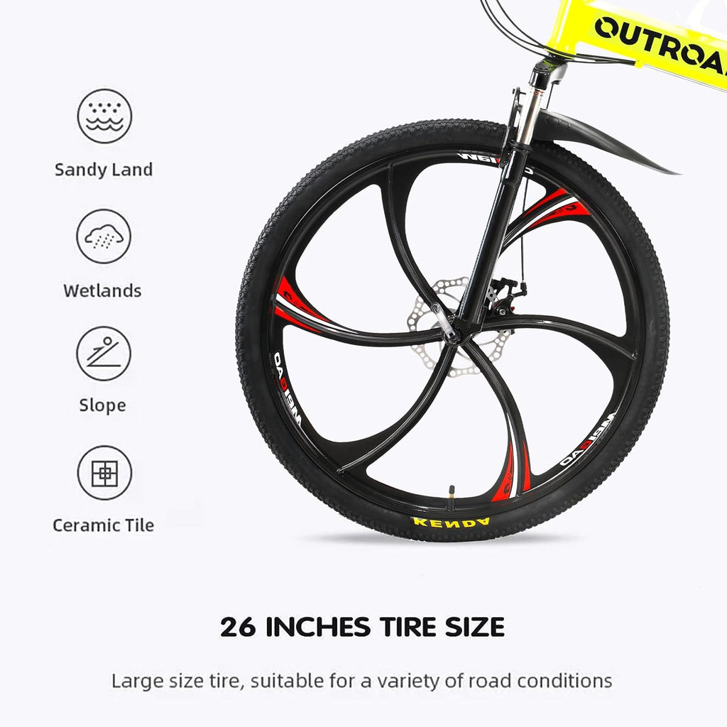26 ich Folding Mountain Bike, 21 Speed High Carbon Steel Mountain Bike for Adults with 26 Inches Durable Tires, Front Suspension Folding Bicycle for Women and Man | 26 ich, High Carbon Steel, Durable Tires, Front Suspension, Folding Bicycle