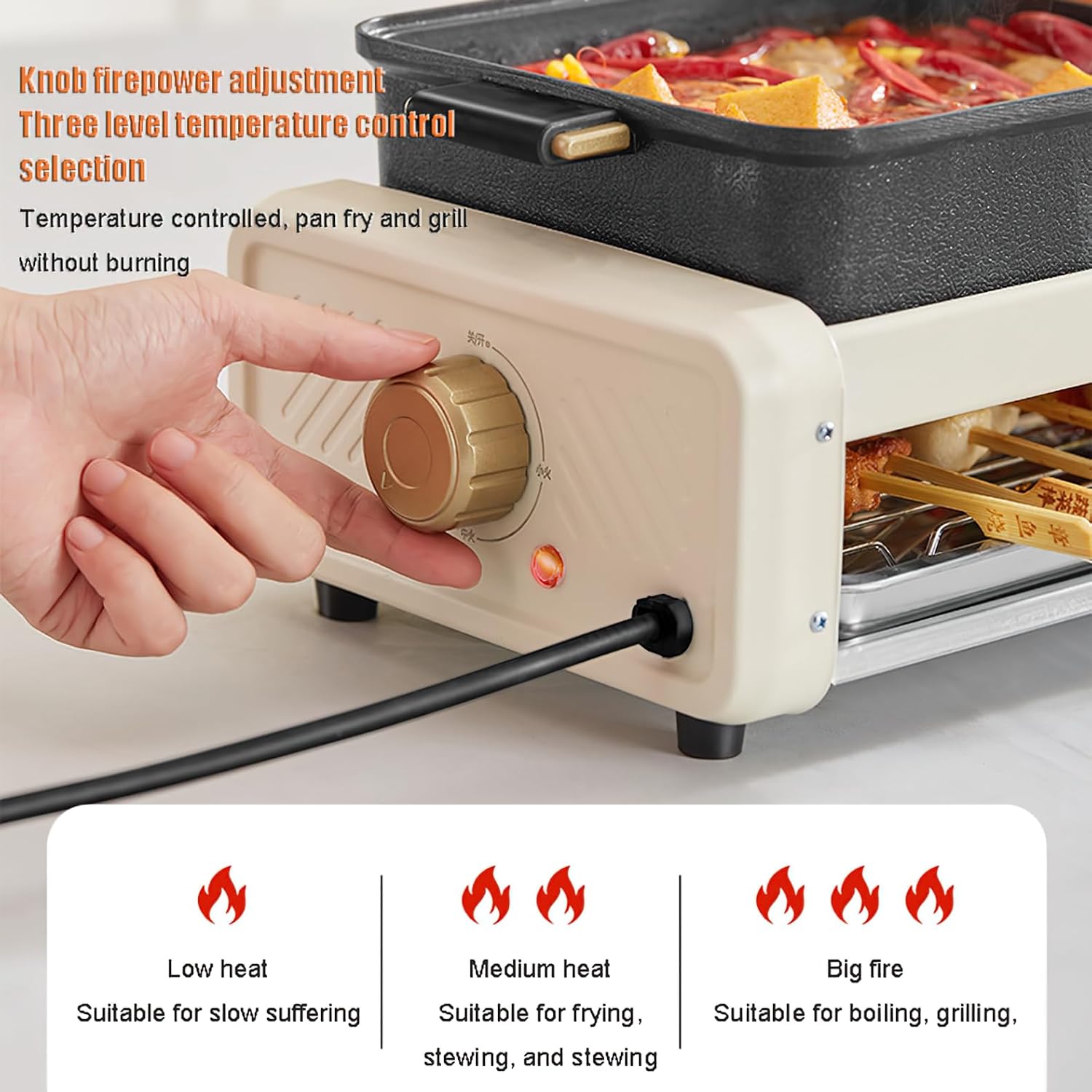 5L Electric Hot Pot Grill, Indoor Smokeless Multi-Layer BBQ and Boiling Cooker with Baking Tray, Large Capacity for 1-8 People, Mandarin Duck Double Flavor Design