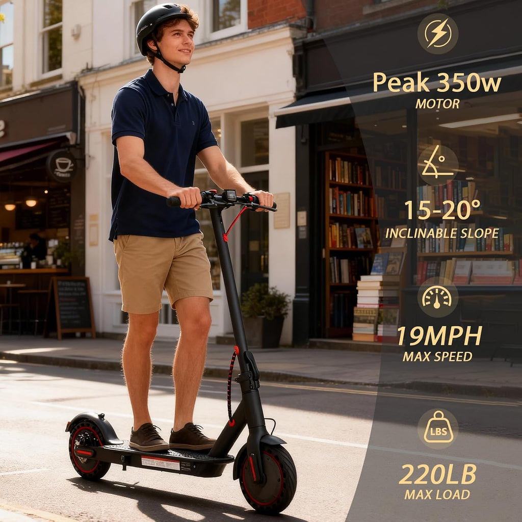 UrbanFish Electric Scooter, 350W/500W, 8.5' Tires, 21 Miles Range, 16/19 Mph, Folding E-Scooter with Dual Braking，APP Control