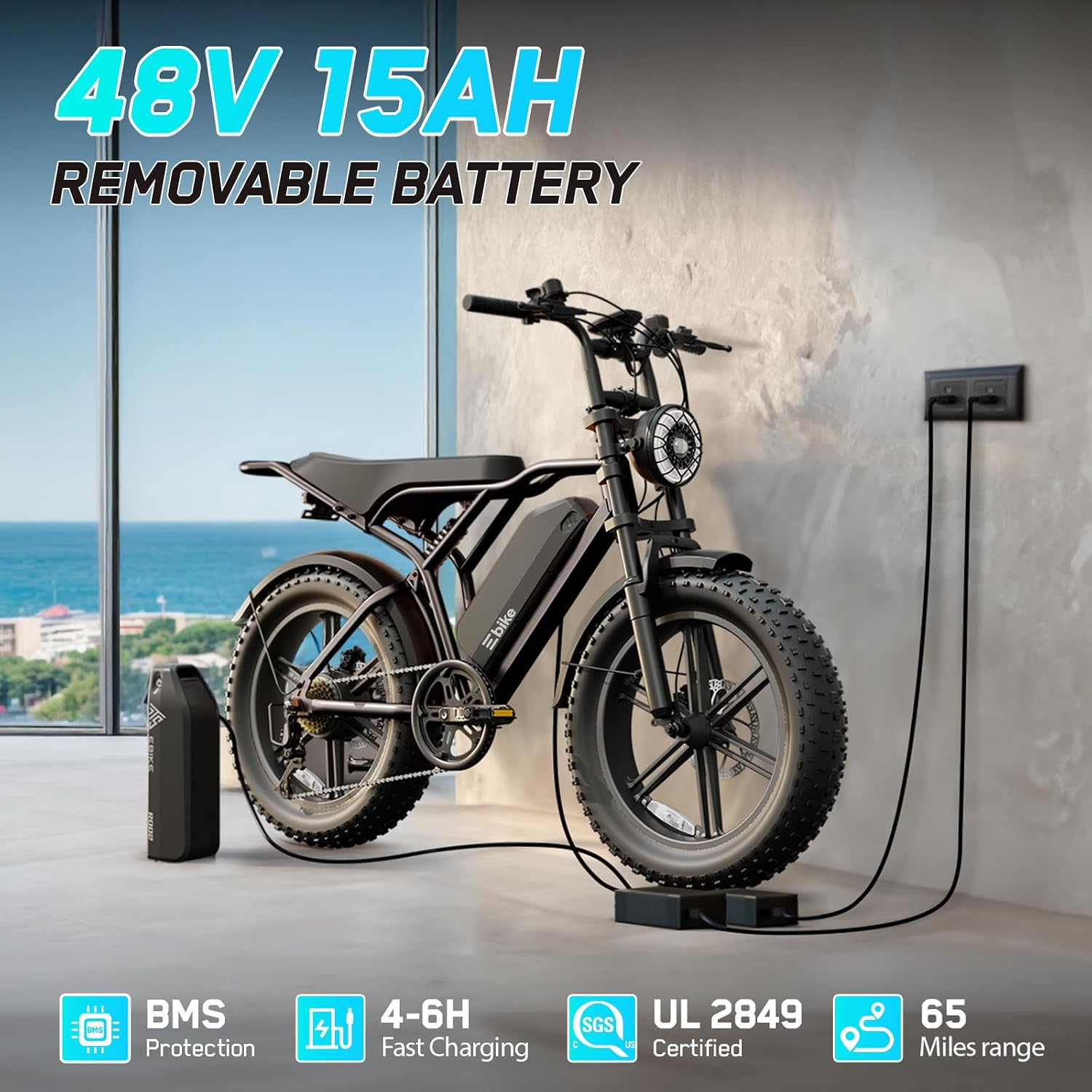 TST Electric Bike for Adults, 1500W Peak Motor 60/100 Miles Fat Tire Ebike with 48V 15Ah/25Ah Removable Battery 20' Electric Dirt Bike Full Suspension and 7-Speed