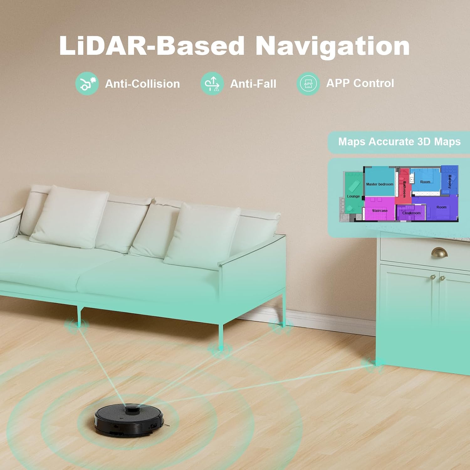 TECBOT S3 PRO Robotic Vacuum Cleaner and mop, LiDAR Navigation, 150mins Runtime&4,000Pa Suction, Automatic Charging Robot Vacuum Cleaner, WiFi,App,Alexa, Ideal for Hard Floor, Pet Hair,Black
