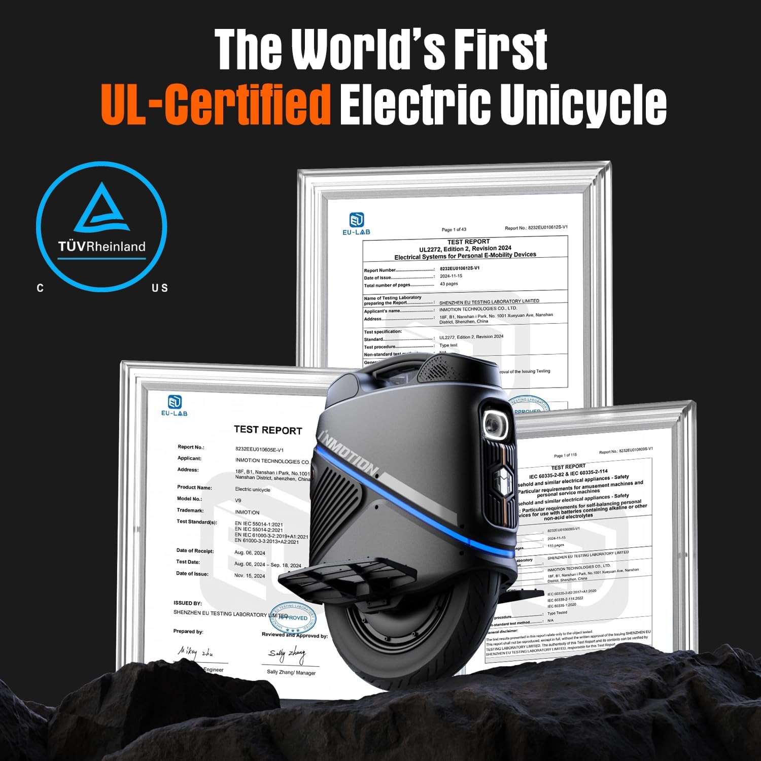 INMOTION V9 16' Electric Unicycle for Adults - Industry Leading UL Certified EUC with Nimbus Air Suspension, 750Wh Battery, 37-Mile Range, 28mph with GPS Tracking & App Control