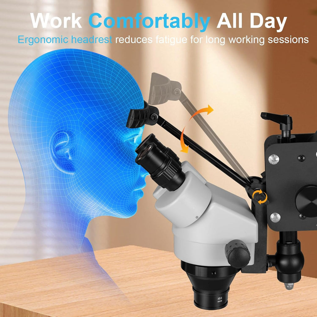 DZQ Jewelry Microscope, 7X-45X Magnification with Multi-Directional Spring Stand, 0.5X Barlow Lens, 60 Ring Light Illuminator & Dimmer Switch, Jewelers Microscope for Jewelry Engraving Setting Making