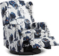Swivel Rocker Recliner, Manual Rocker Recliner Chair for Adults, Glider Rocking Chair for Nursery with Padded Seat, 360° Swivel Rocking Chair Small Recliners for Small Spaces (1, Ink Blue)