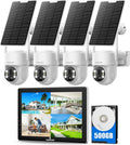 CAMCAMP Solar Security Cameras Wireless Outdoor with 10' Monitor, 10CH NVR 2K Solar Home Security Camera System with 360° Color Night Vision,2-Way Audio,500GB Local Storage,No Monthly Fee,No Need WiFi
