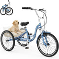 MOPHOTO Adult Folding Tricycle, 7-Speed 3 Wheel Bike for Adults, Seniors, Women & Men, 20/24/26 Inch Low Step-Through Trike with Large Rear Cargo Basket, Adjustable Seat, Space-Saving Cruiser Bicycle