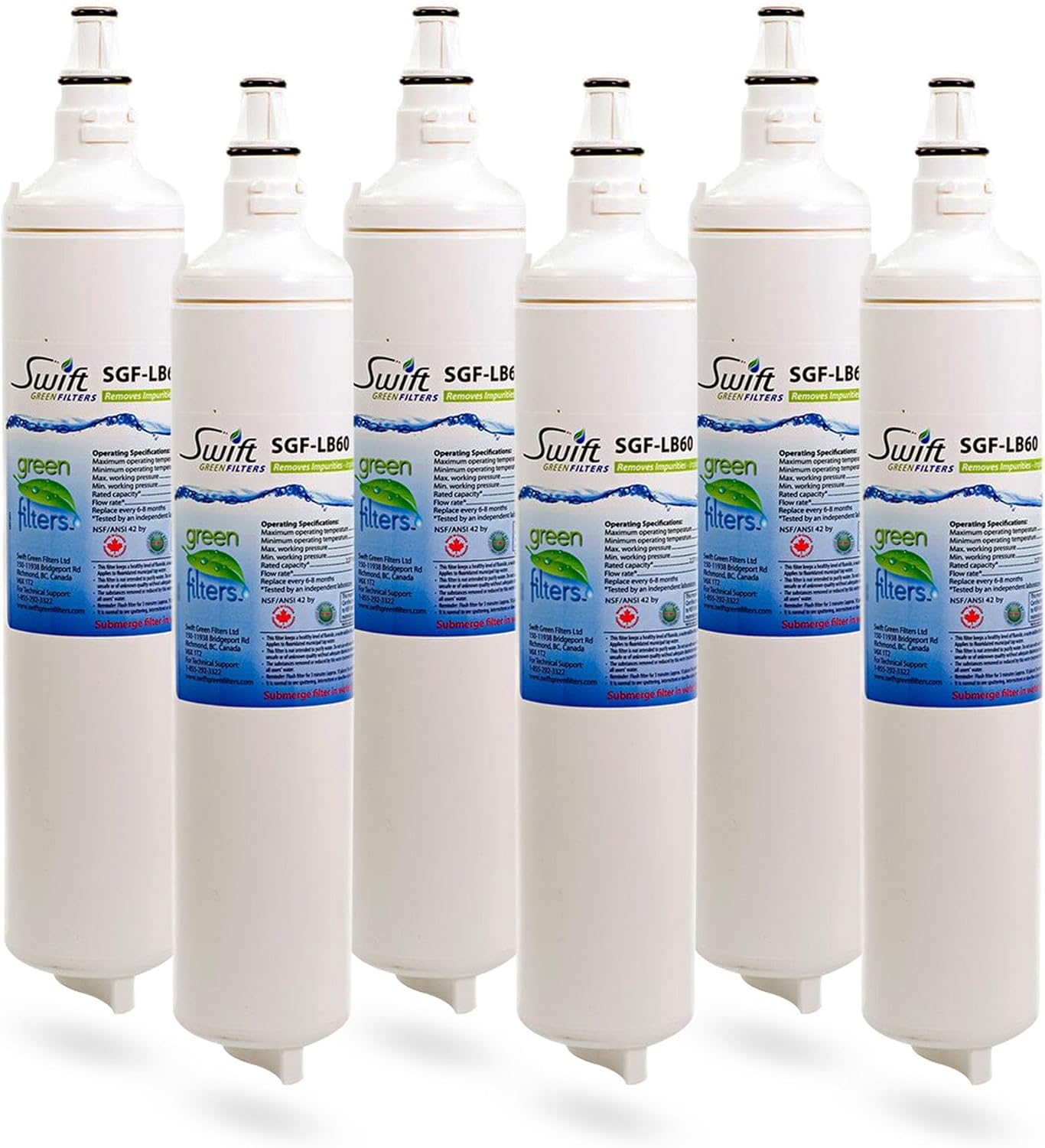 Swift Green Filters SGF-LB60 (6 Pack) 5231JA2006B, LT 600P, 5231JA2005A, Sears/Kenmore: 9990, 469990 LG Replacement Water Filter