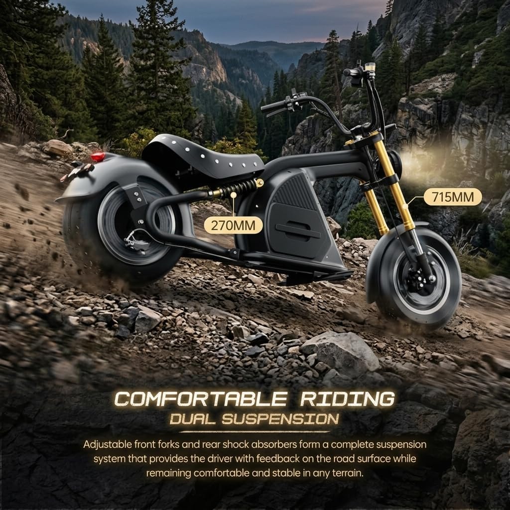 [2025 Upgraded]eAhora M8S 4000W 50MPH Electric Motorcycle for Adults,70V 35Ah Large Battery 90 Miles Long Range Street Legal Motorcycle Dual Hydraulic Brakes Full Suspension Adult Electric Motorcycle