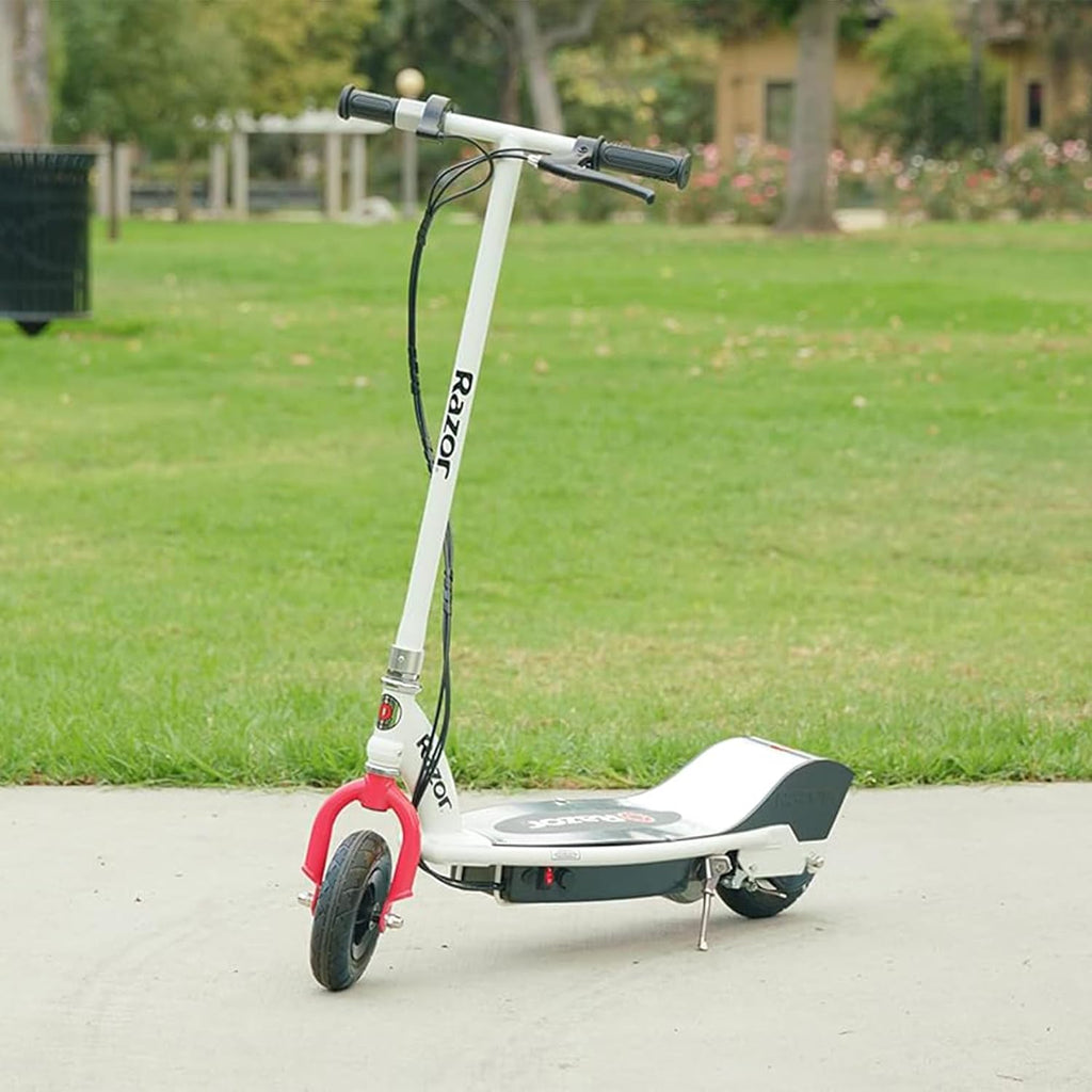 Razor E200 Electric Scooter for Teens & Adults - 12 MPH High-Torque Motor, 40 Min Ride Time, 154 lbs Max Weight, 8' Pneumatic Tires, Steel Frame, White
