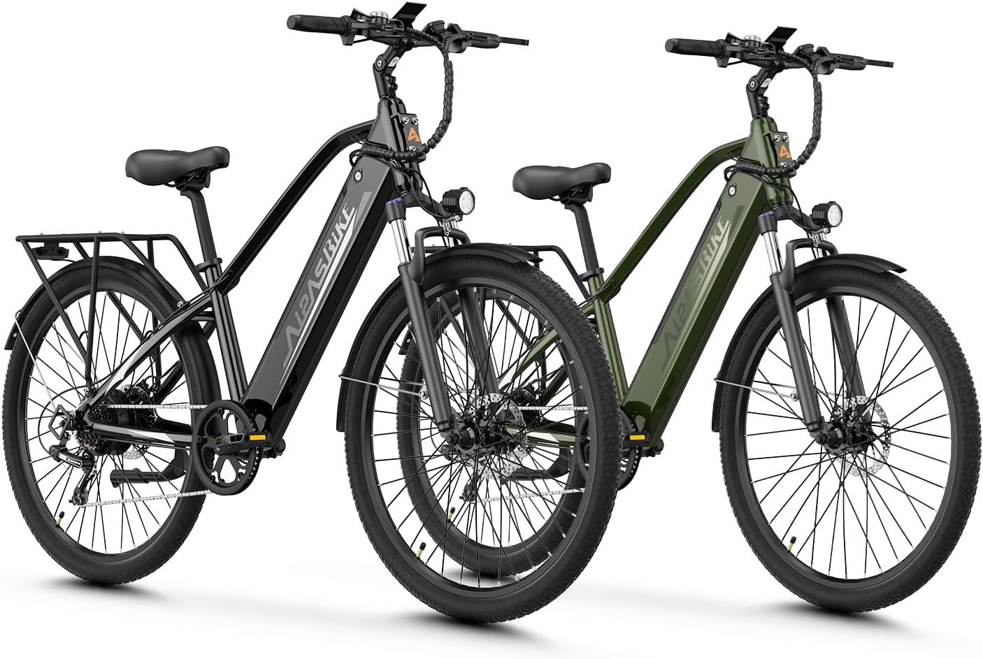 Aipas Electric Bike for Adults with 1100W Motor Peak, 48V 12.8Ah Battery, Max 62 Miles 28MPH, 26' Electric Commuter Bike with 7-Speed and Suspension System
