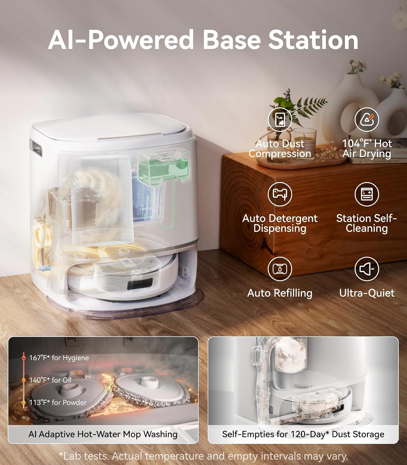 NARWAL Freo Z10 Robot Vacuum and Mop Combo, Tangle Free Robot Mop, 15,000Pa Suction, Adapts to Hard-to-Reach Areas,Self-Emptying,Mop Washing & Drying, Obstacle Avoidance,for Pet Hair & Floor (Renewed)