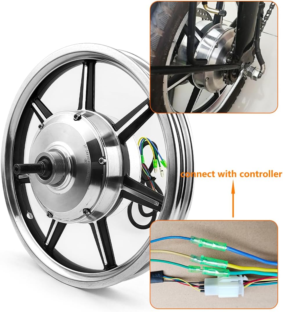 36v 350w 14 Inch Rear Drive Hub Brushless Gear Motor Wheel for Bike