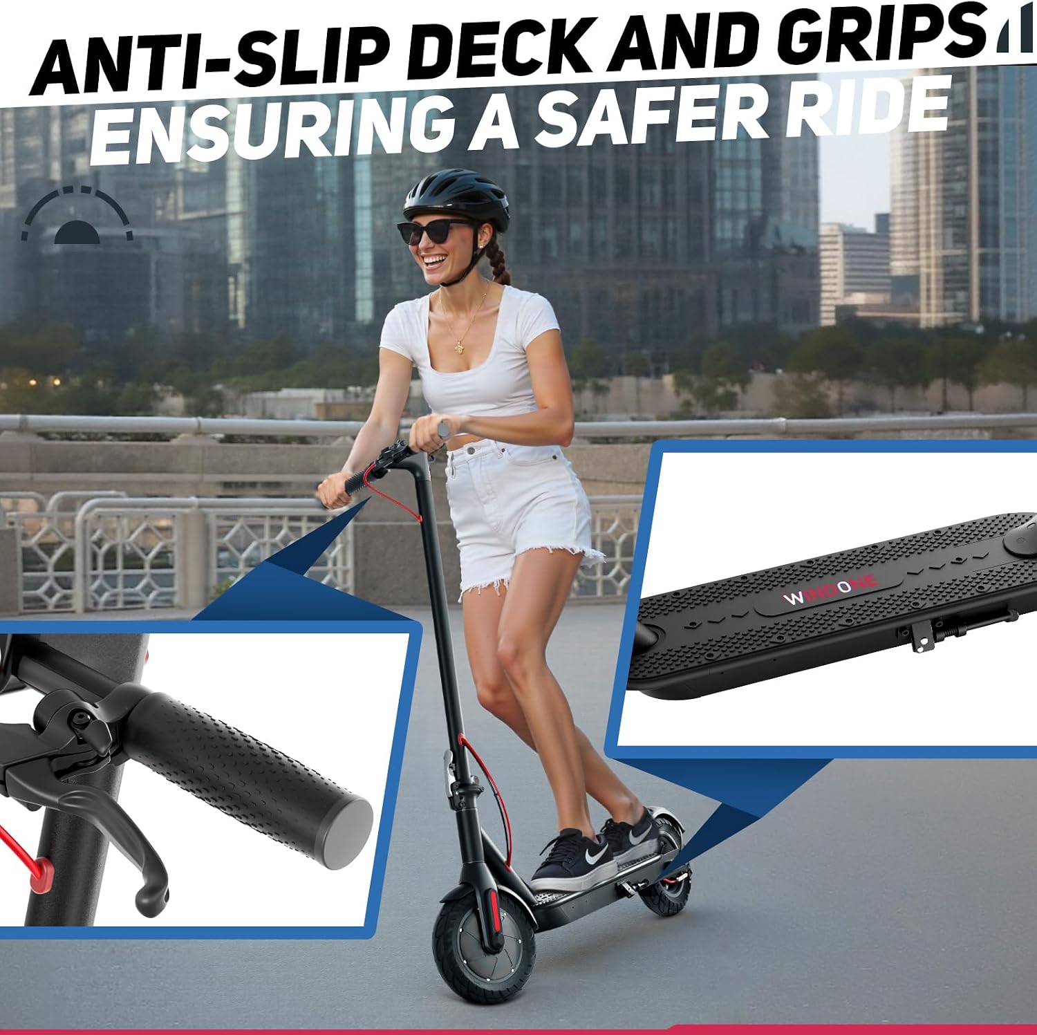 Windone Electric Scooter for Adults, 430W Peak Motor, 19MPH & 17-Mile Range, Foldable Commuter Scooter with 10' Shock-Absorbing Tires & Dual Braking System (UL 2272 Certified)