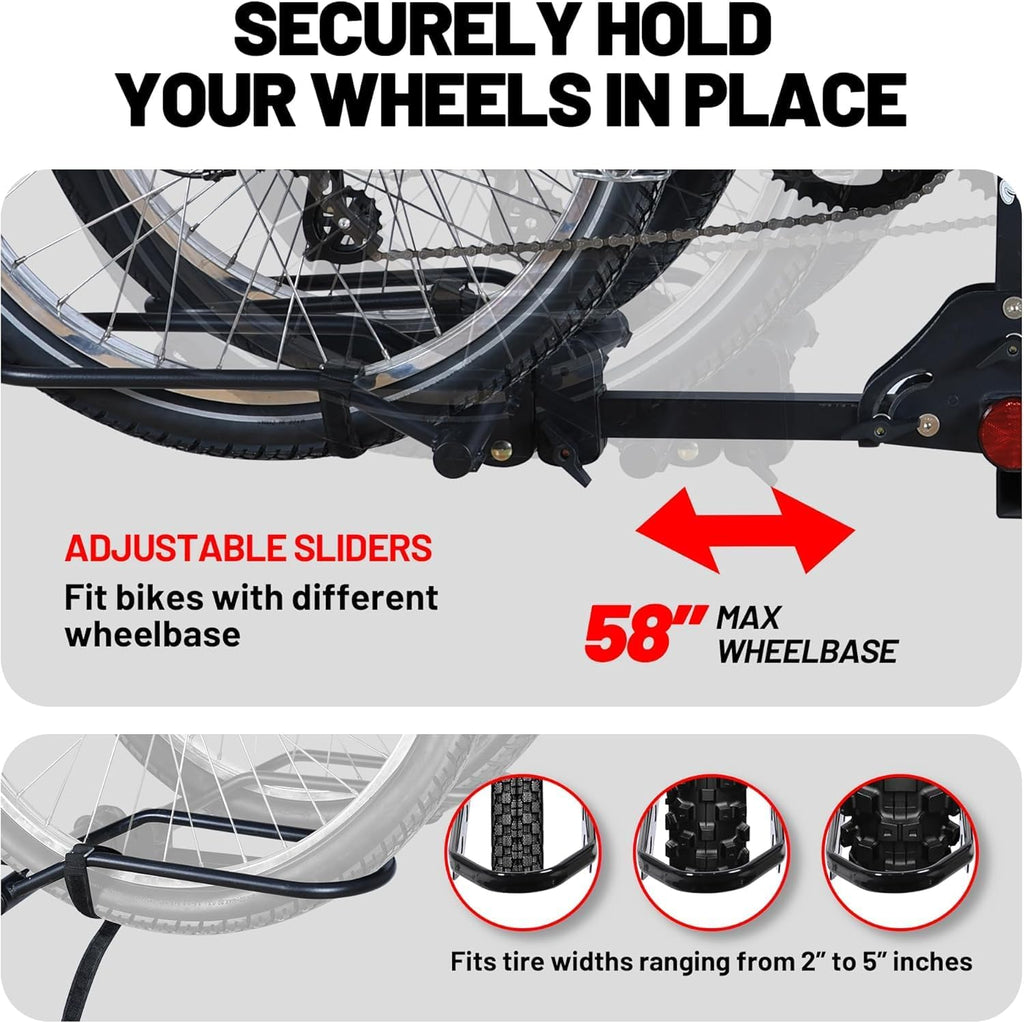 Bike Rack for Car Hitch Mount - Young Electric Bike Rack 200lb Capacity, Folding 2 Ebike Rack Platform Bicycle Carrier for SUV, Minivan, RV, Fits 5 Inch Fat Tires
