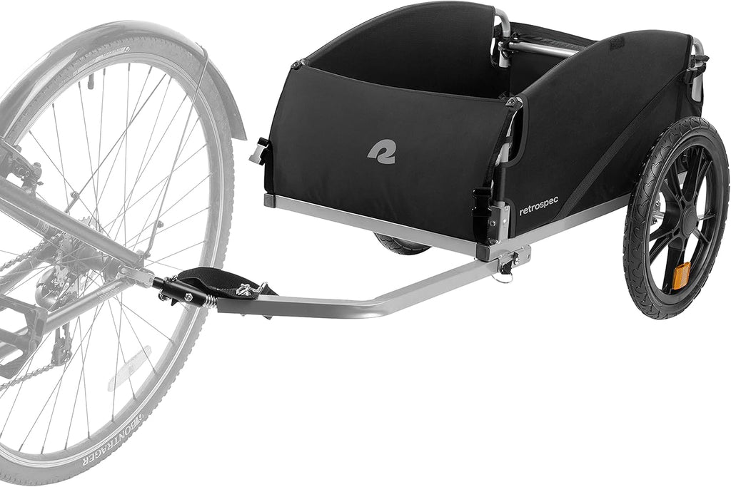 Retrospec Rover Hauler Bike Cargo Trailer - Foldable Frame with Weather-Resistant Fabric & 80lb Capacity - Universal Bike Trailer for 20-29in Wheels - Includes Safety Flag & D-Ring Anchors