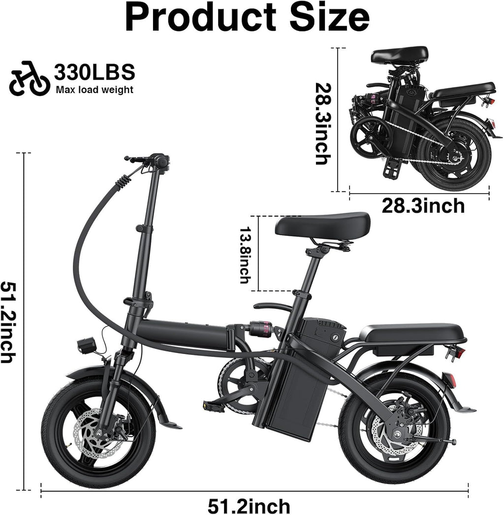 LELEKUAI Electric Bike for Adults and Teens, Folding Ebike,Commuter City Foldable with 560W Motor and 48V 10Ah Battery, 24MPH Speed Pedals Assist, Dual Disc Brakes,14' Compact Electric Bicycles