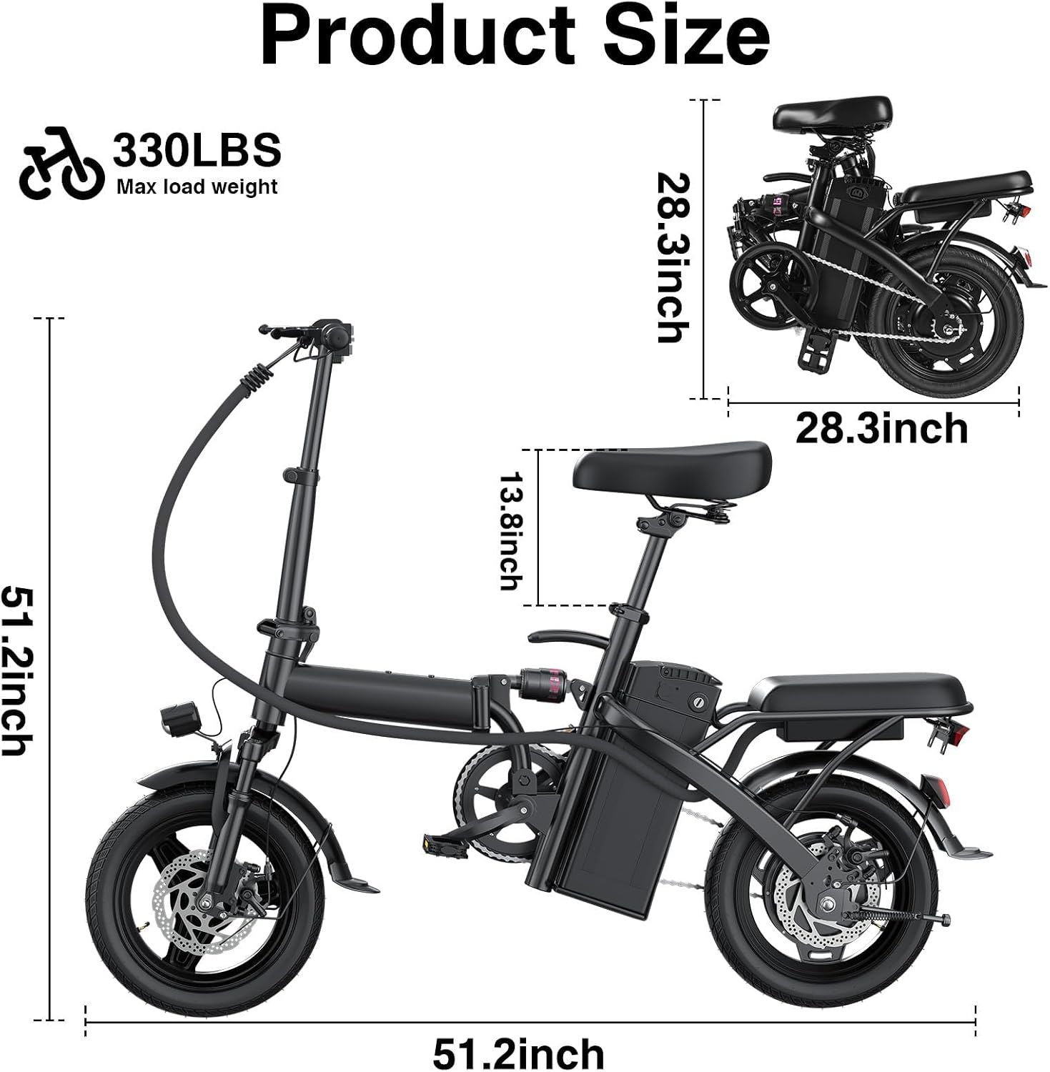 LELEKUAI Electric Bike for Adults and Teens, Folding Ebike,Commuter City Foldable with 560W Motor and 48V 10Ah Battery, 24MPH Speed Pedals Assist, Dual Disc Brakes,14' Compact Electric Bicycles