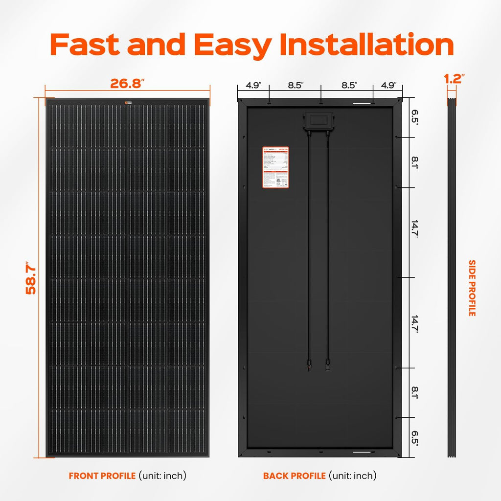 RICH SOLAR 200 Watt Black 12 Volt Moncrystalline Solar Panel High Efficiency Solar Module for RV Trailer Camper Marine Off Grid