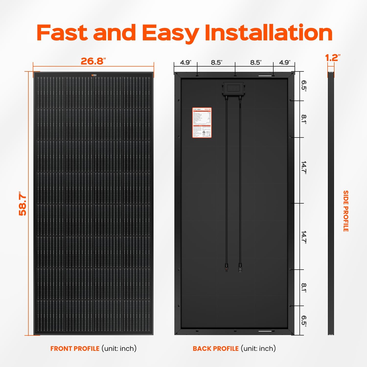RICH SOLAR 200 Watt Black 12 Volt Moncrystalline Solar Panel High Efficiency Solar Module for RV Trailer Camper Marine Off Grid