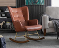 Shunzhi Pu Leather Nursery Rocking Armchair, Modern Reading Accent Chair for Living Room, Bedroom, Office, Small Spaces, Brown