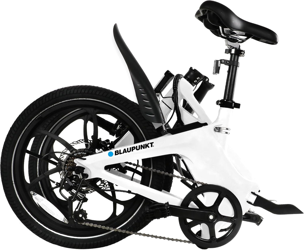 BLAUPUNKT FIENE 20 Inch Folding Electric Bike, Pedal and Throttle Assist, Foldable Step-Through Frame, UL Certified eBike for Adults, Orange/Black