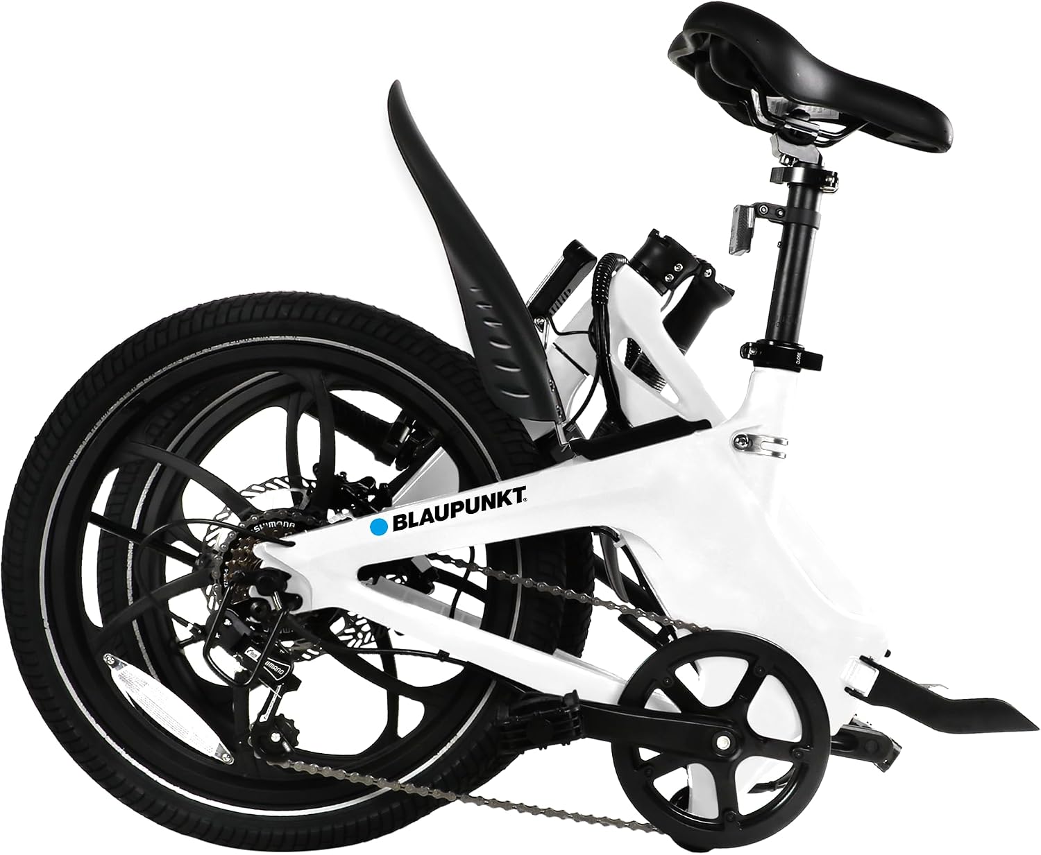 BLAUPUNKT FIENE 20 Inch Folding Electric Bike, Pedal and Throttle Assist, Foldable Step-Through Frame, UL Certified eBike for Adults, Orange/Black