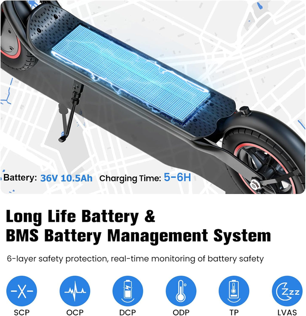 Electric Scooter, 23 Miles, 22 MPH Top Speed Electric Scooter for Adults, 500W Powerful Motor,10'/8.5' Pneumatic Tires Commuting Scooter, Foldable Escooter for Commuting & Campus Use
