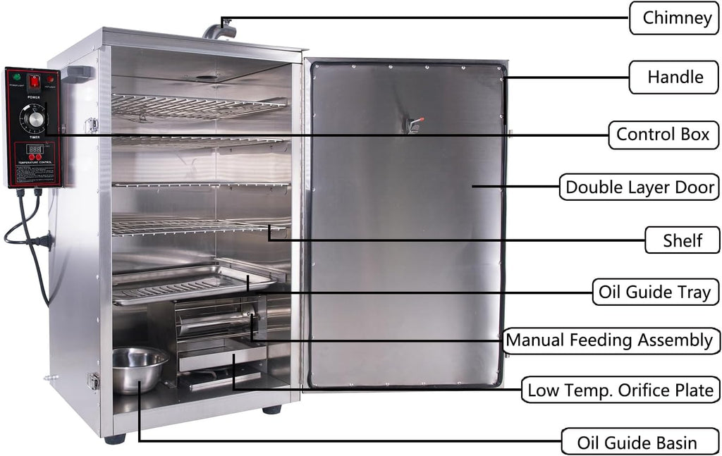 CLIVIA Electric Vertical BBQ Smoker, 4 Layers Outdoor Smoker Oven with Digital Temperature&Time Controller, Barbecue Cooking, Grilling Smoking for Fish, Sausage, Jerky (DSH-S20B)
