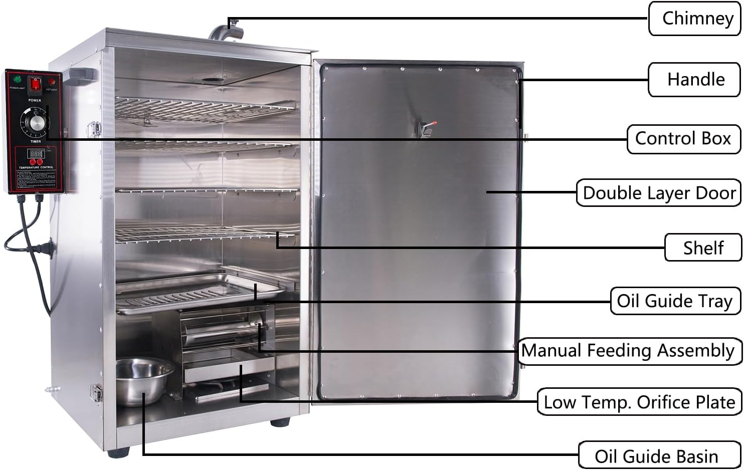 CLIVIA Electric Vertical BBQ Smoker, 4 Layers Outdoor Smoker Oven with Digital Temperature&Time Controller, Barbecue Cooking, Grilling Smoking for Fish, Sausage, Jerky (DSH-S20B)
