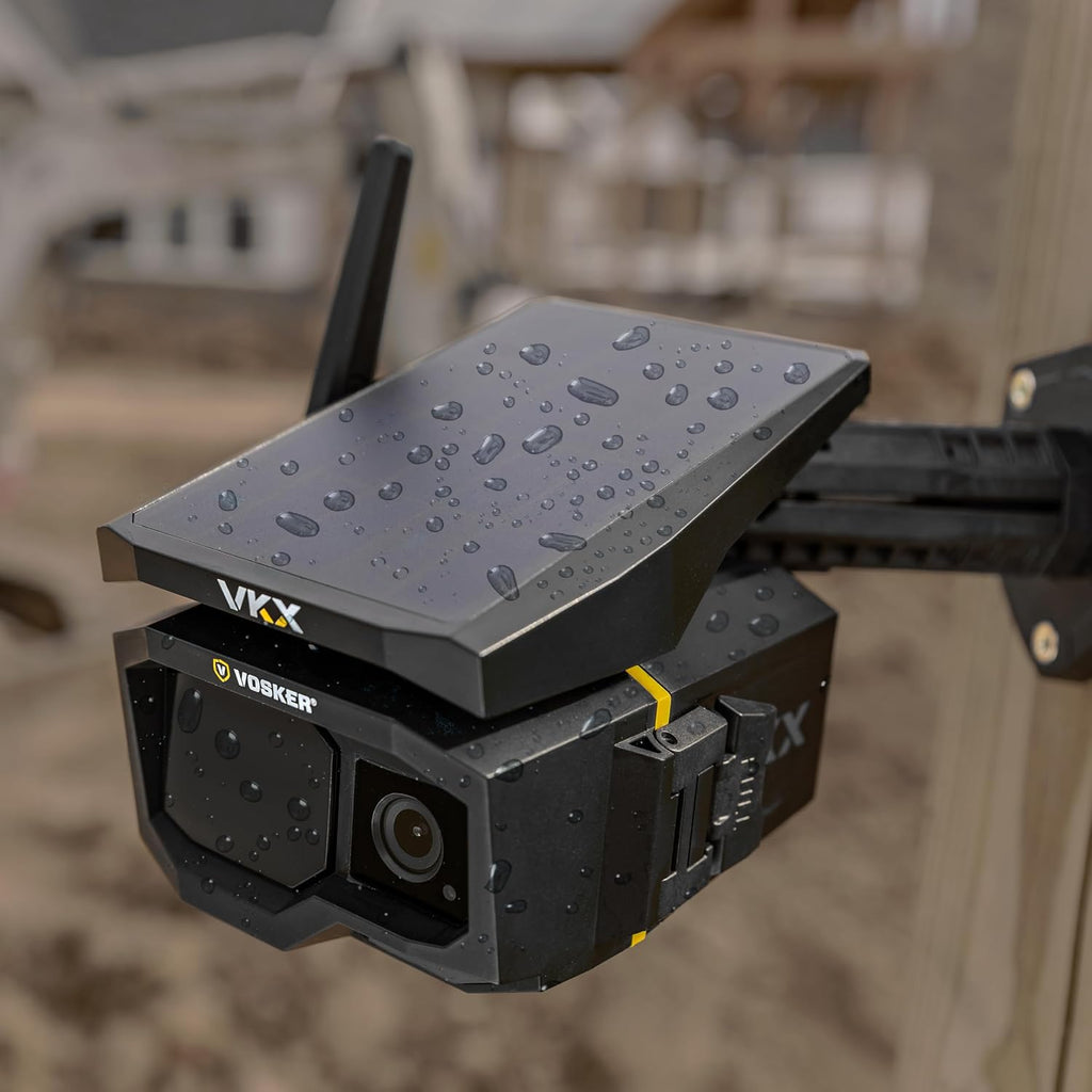 Vosker VKX Construction Pack Solar 4G LTE Security Camera, Wireless Outdoor Surveillance for Remote Construction Sites - No Wi-Fi Needed, SIM Card Included Night Vision, IP65 Weather-Resistant