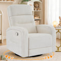 Swivel Rocker Recliner for Nursery, Upholstered Swivel Recliner Chairs, Glider Rocking Chairs Nursery Recliner, White Reclining Rocking Chairs for Living Room, Bedroom, Chenille Fabric