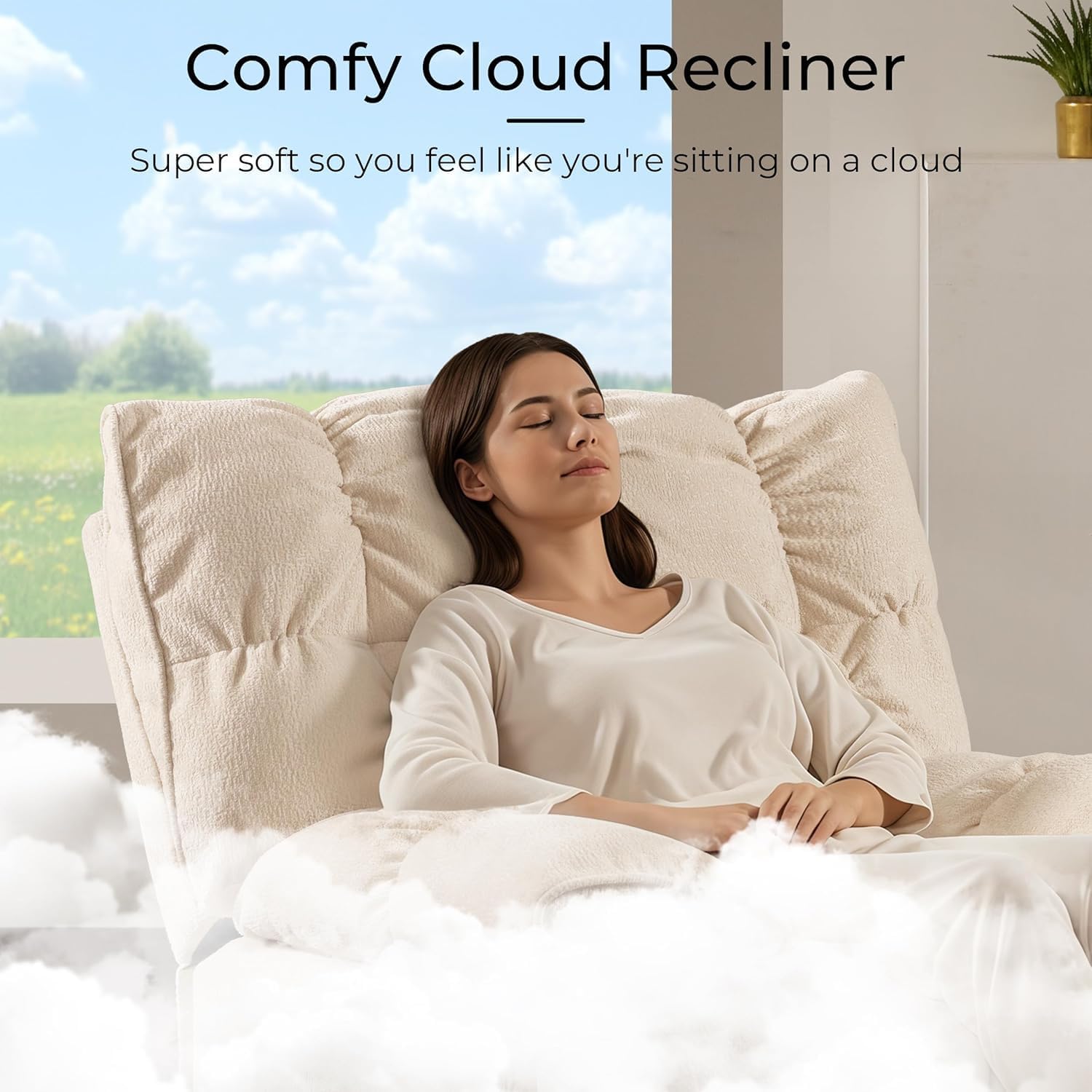 SITJOY Oversized Power Swivel Rocker Recliner Chair, Overstuffed Extra Wide Rocking Chair for Big and Tall, Glider Recliner Nursery Chair, Soft Breathable Fabric in Beige, Manual