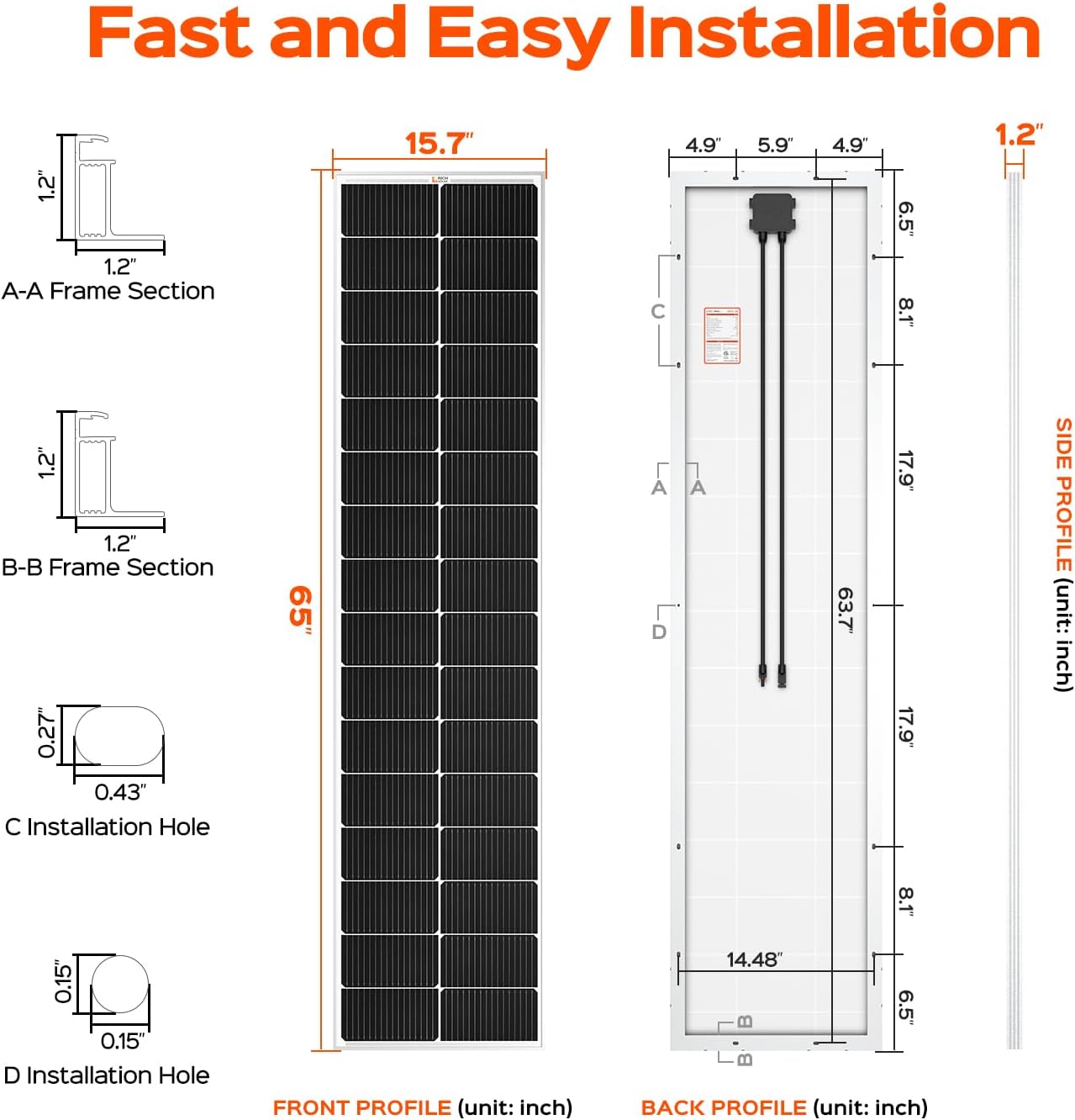 RICH SOLAR MEGA 130 Slim 2 Pack of 130 Watt Monocrystalline Solar Panel for RV, Trailer, Motorhome