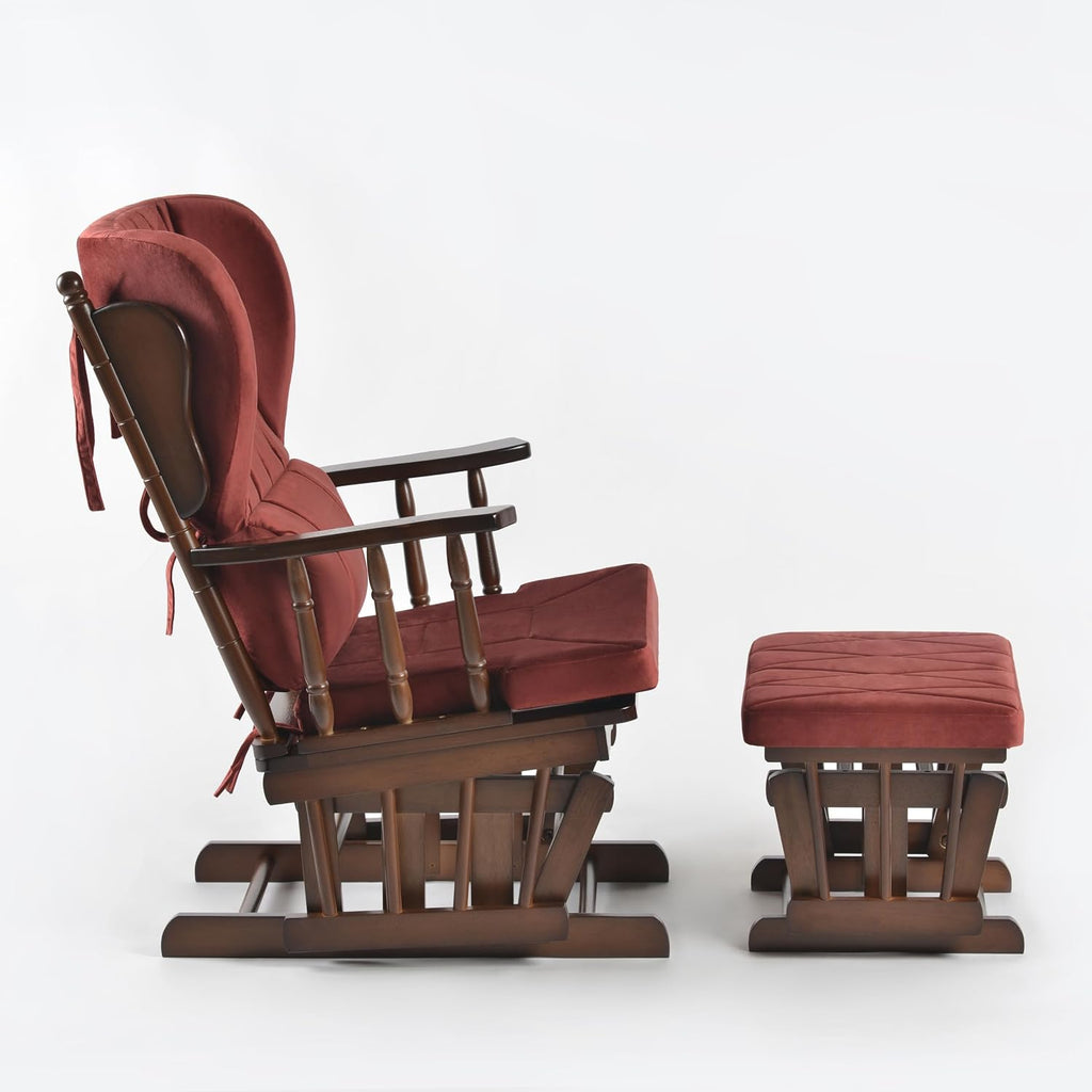 Comfort Deluxe Glider Chair and Ottoman Set (Burgundy), Large