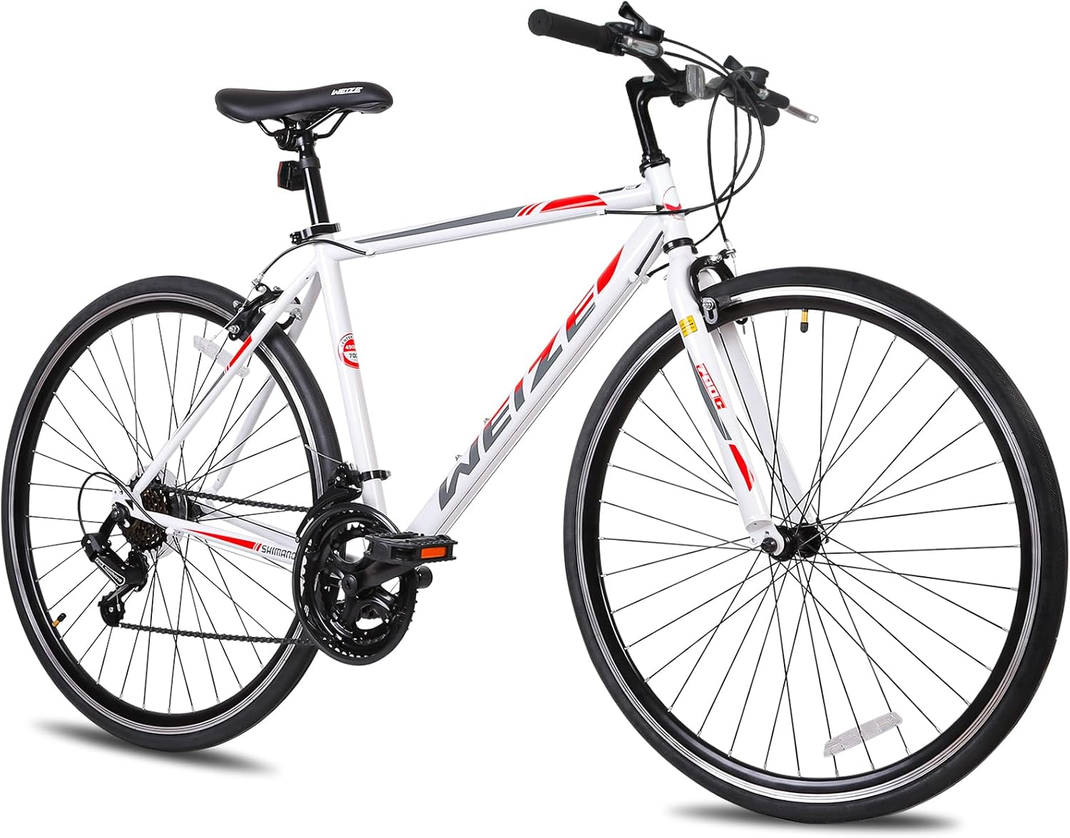 WEIZE 700C Hybrid Bike for Adults, 14 Speed Road Bike, City Commuter Bicycle with Caliper Brakes, High-Carbon Steel Racing Adult Bike, Urban Adult Bicycle for Men and Women