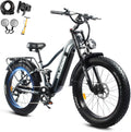 Wildeway 26' Snow Fat Tire Electric Bike for Adults, 1300W Motor 32MPH Ebike with 48V 20Ah Removable Battery, Full Suspension Off-Road Mountain Long Range Electric Bicycle 2 Seat